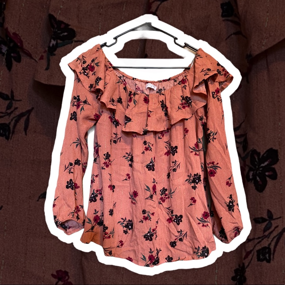 Off-shoulder floral blouse